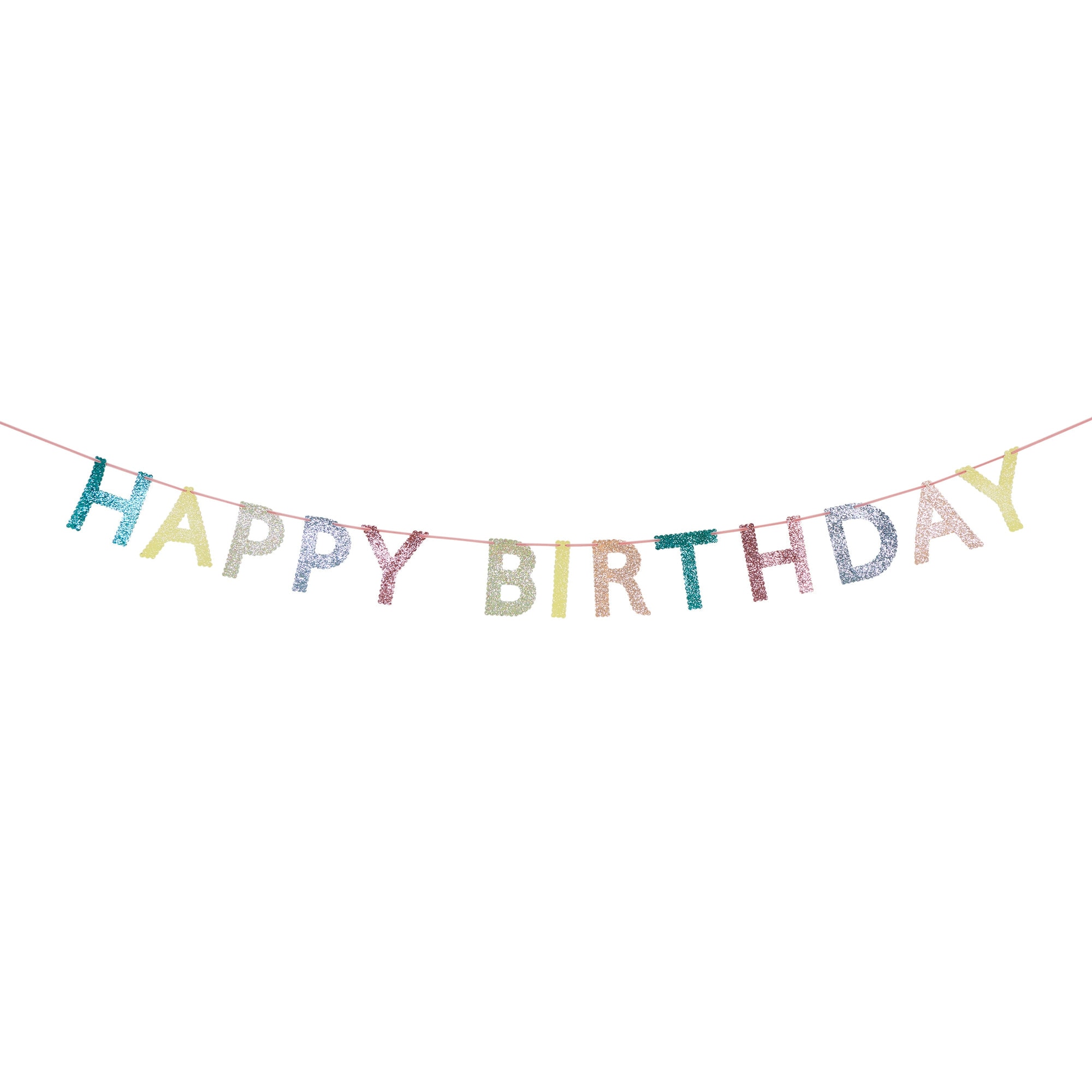 Mixed Glitter Fabric Happy Birthday Garland - Karışık Simli Kumaş Mutlu Yıllar Asılan Süsü
