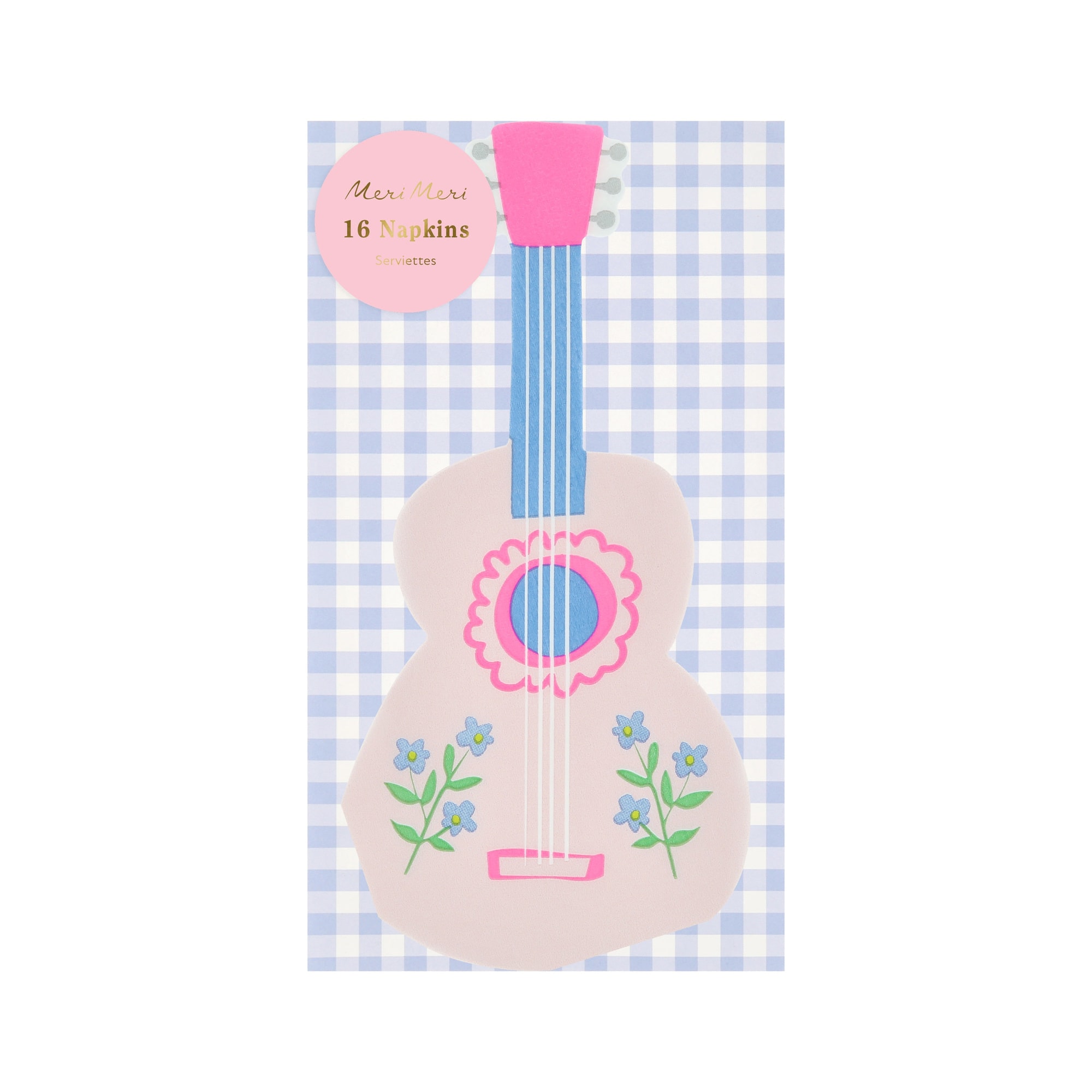 Pink Guitar Shaped Napkins - Pembe Gitar Şekilli Peçeteler - 16 Adet