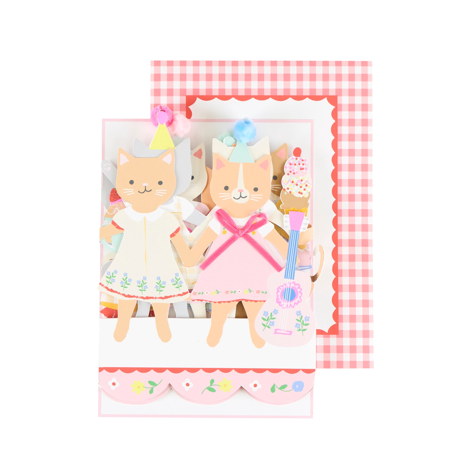 Kitten Club Concertina Birthday Card - Yavru Kedi Kulübü Doğum Günü Kartı