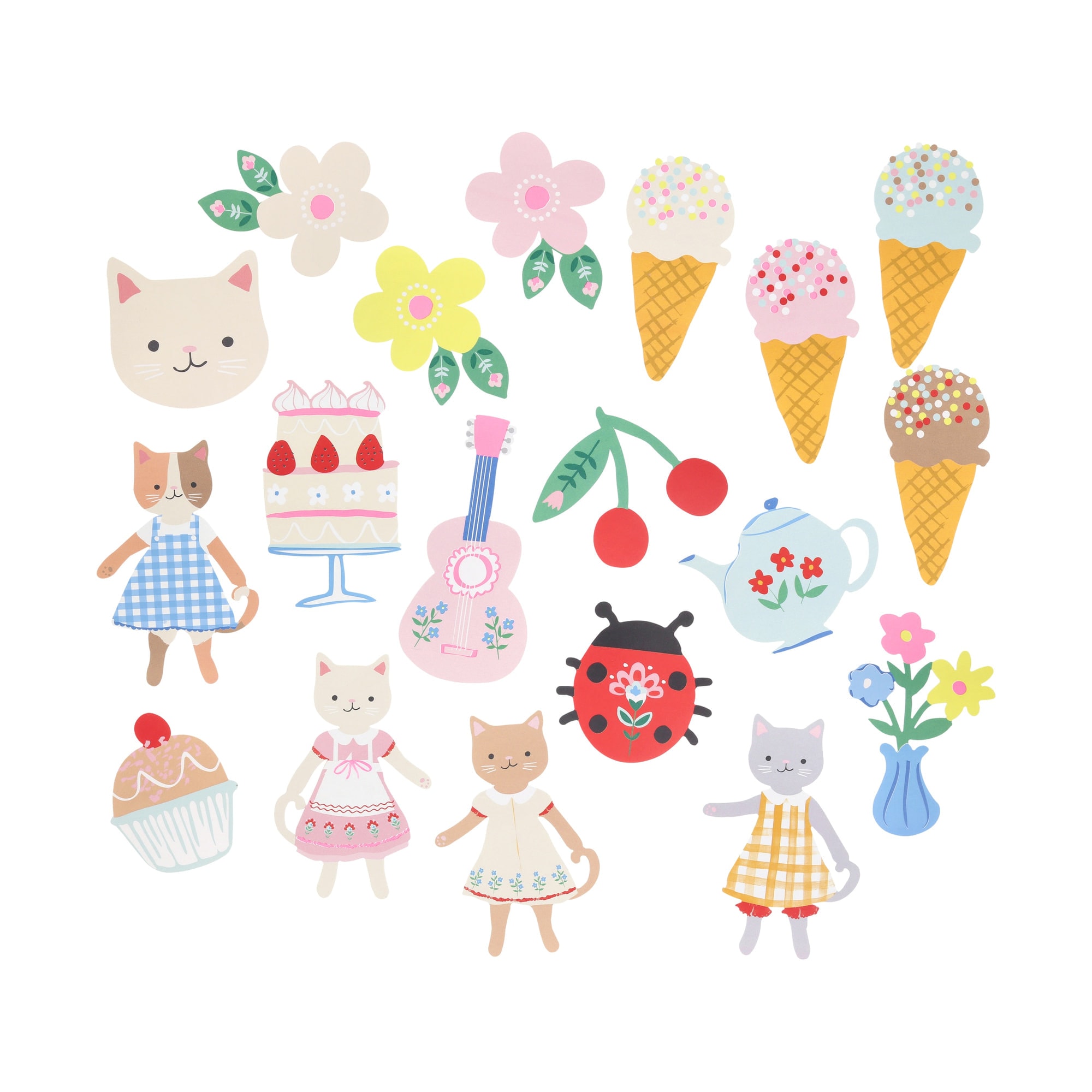 Kitten Club Shaped Stickers - Yavru Kedi Kulübü Şekilli Çıkartmalar - 25 Çıkartma