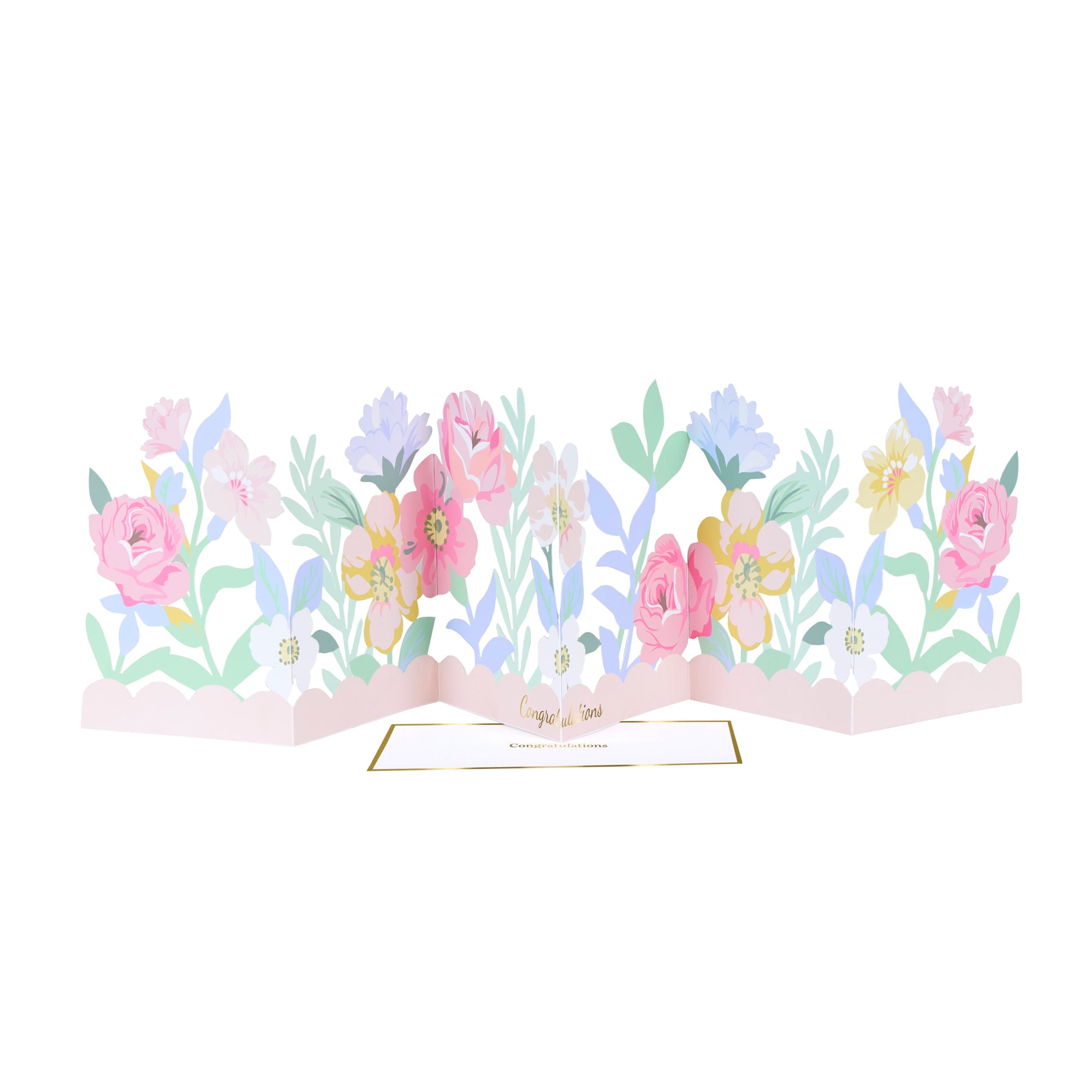 Floral Congratulations Concertina Card - Çiçekli Tebrik Kartı
